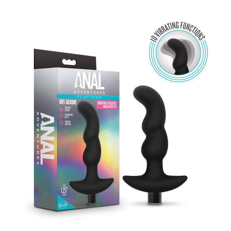 Anal Adventures Platinum Vibrating Prostate Massager 03 - Black USB Rechargeable 15.2 cm Prostate Massager Blush Novelties